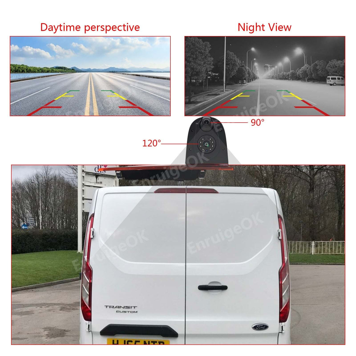 7" Monitor 3rd Brake Light Rear View Backup Camera for Ford Transit Custom Van3