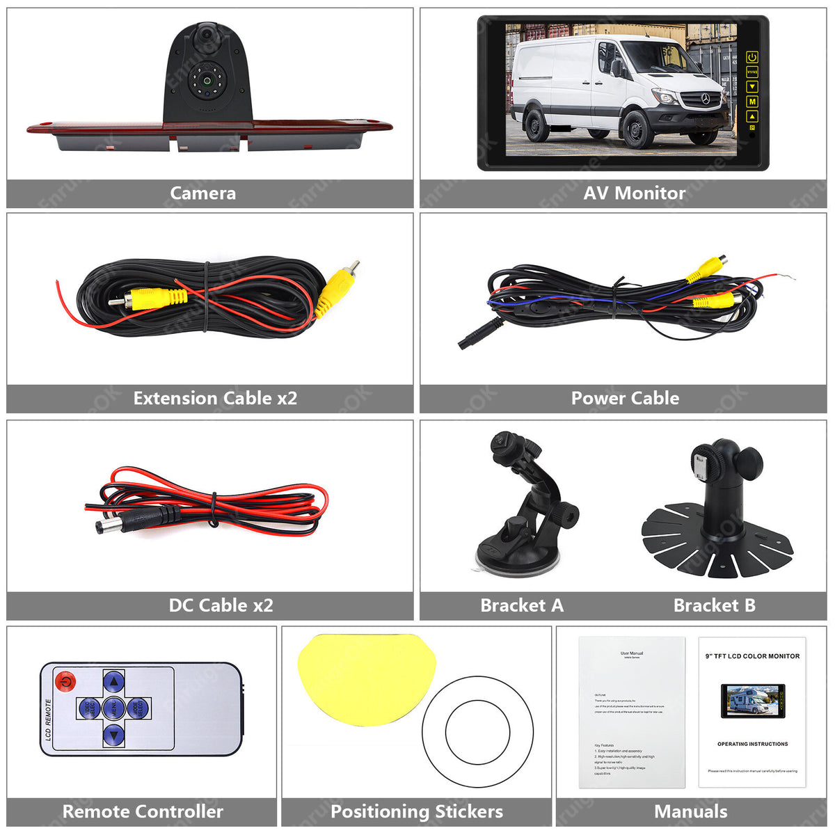 Mercedes Sprinter VW Crafter Dual Lens Brake Light Reversing Camera & 9" Monitor21