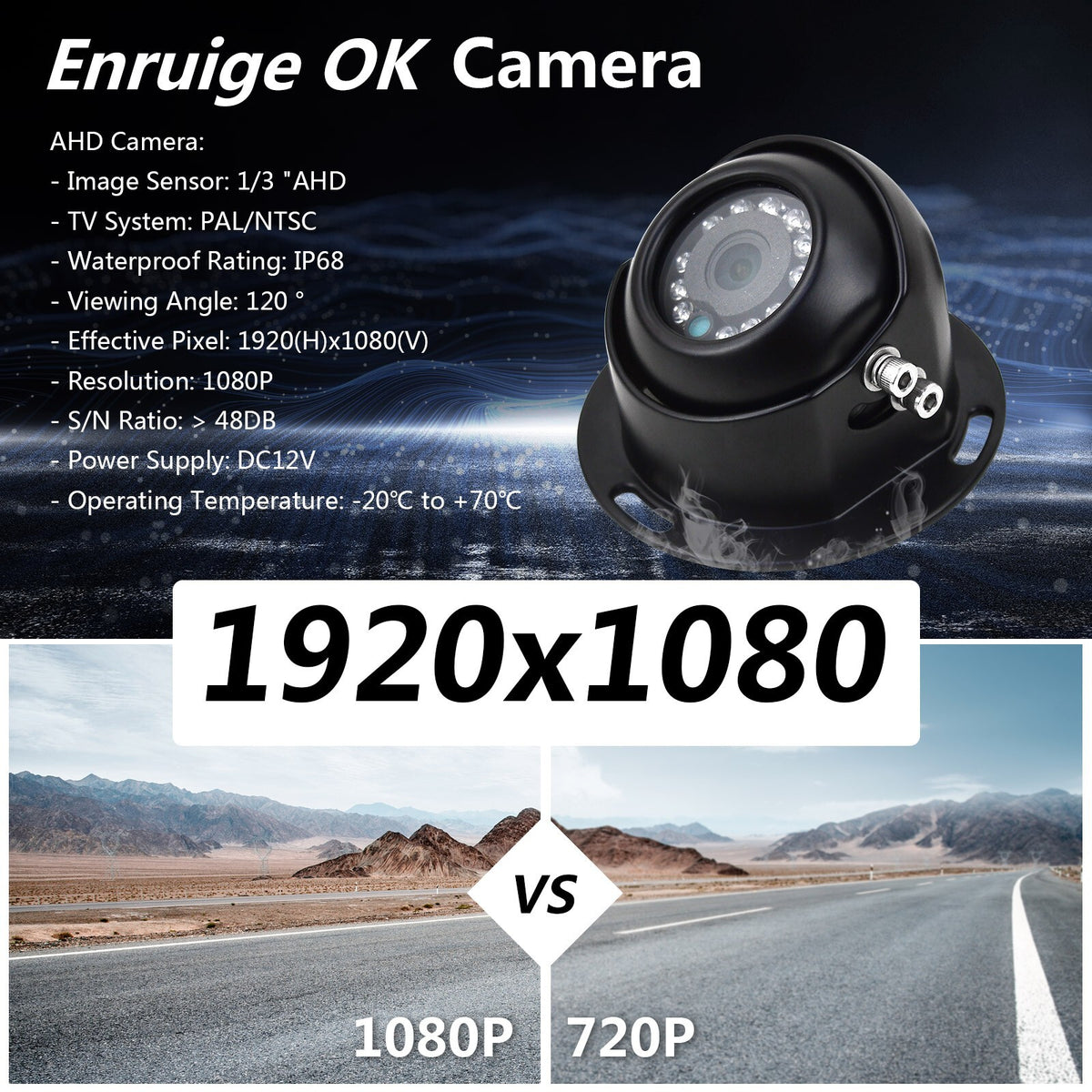 4 Pin Heavy Duty Caravan Reversing Rear View Dome Camera AHD 1080P Night Vision3
