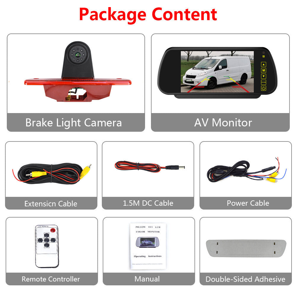 Citroen Dispatch Van 2007-2016 Rear Brake Light Reversing Camera + 7" Monitor6