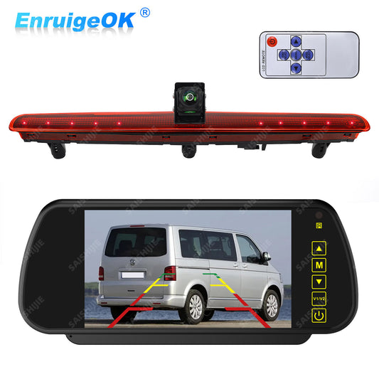 VW Transporter T5 T5.1 Brake Light Camera Tailgate Single Door&7" Mirror Monitor0