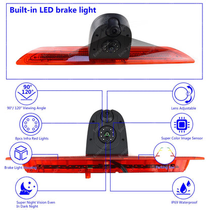 Dual Brake Light Camera &6.86" DVR Split-Screen Monitor for Ford Transit MK8 3505