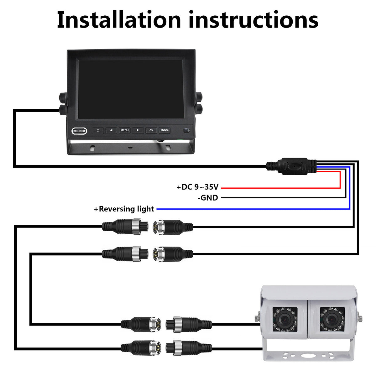 Motorhome Van Dual Rear View Reversing Camera Kit for Commercial Vehicles6