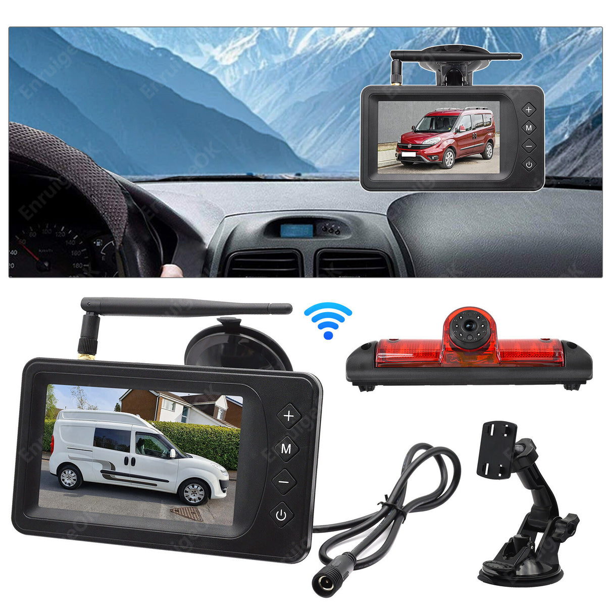 Wireless Brake Light Reversing Camera For Fiat Ducato Citroen Relay & 5" Monitor7