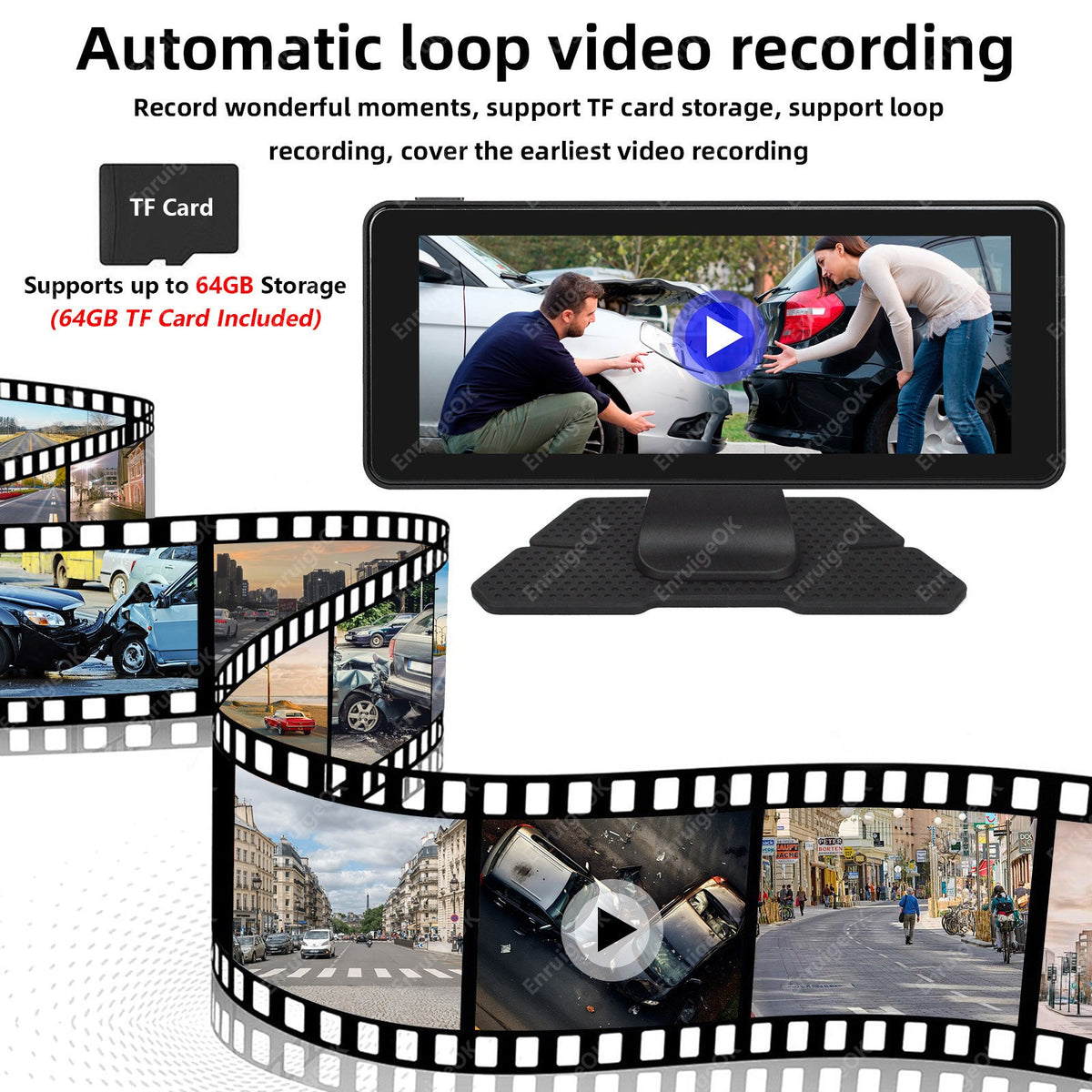 6.86" DVR Split-Screen Mirror Monitor+ Rear & Front Cameras for Ford Transit MK813