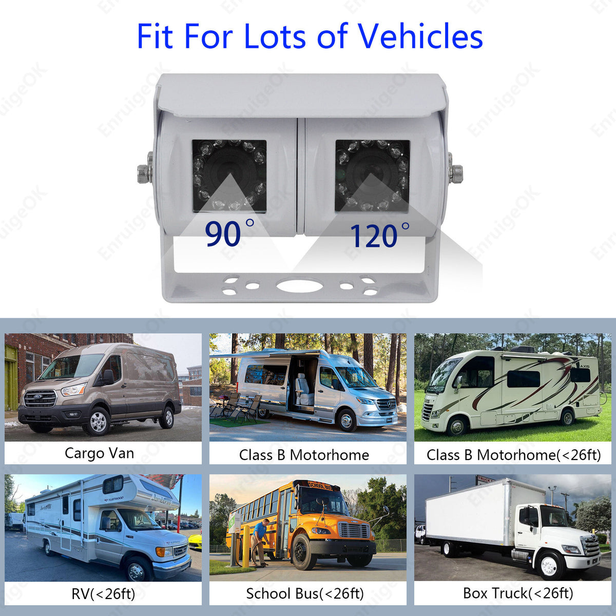 4PIN White Motorhome Van Dual Twin Reversing Reverse Rear View Parking Camera5
