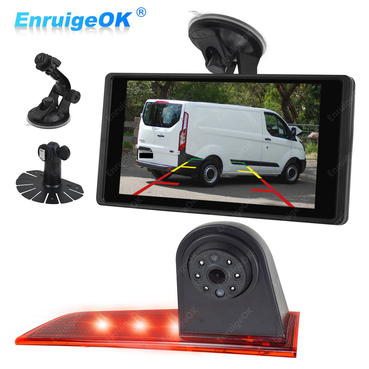 9" Monitor Double Door 3rd Brake Light Reverse Camera For Ford Transit Custom0