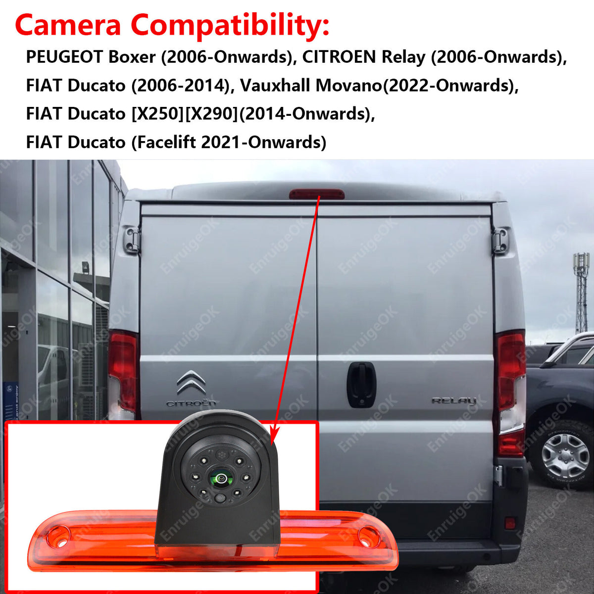 Wireless 5" Monitor & Brake Light Reversing Camera For Fiat Ducato Citroen Relay3