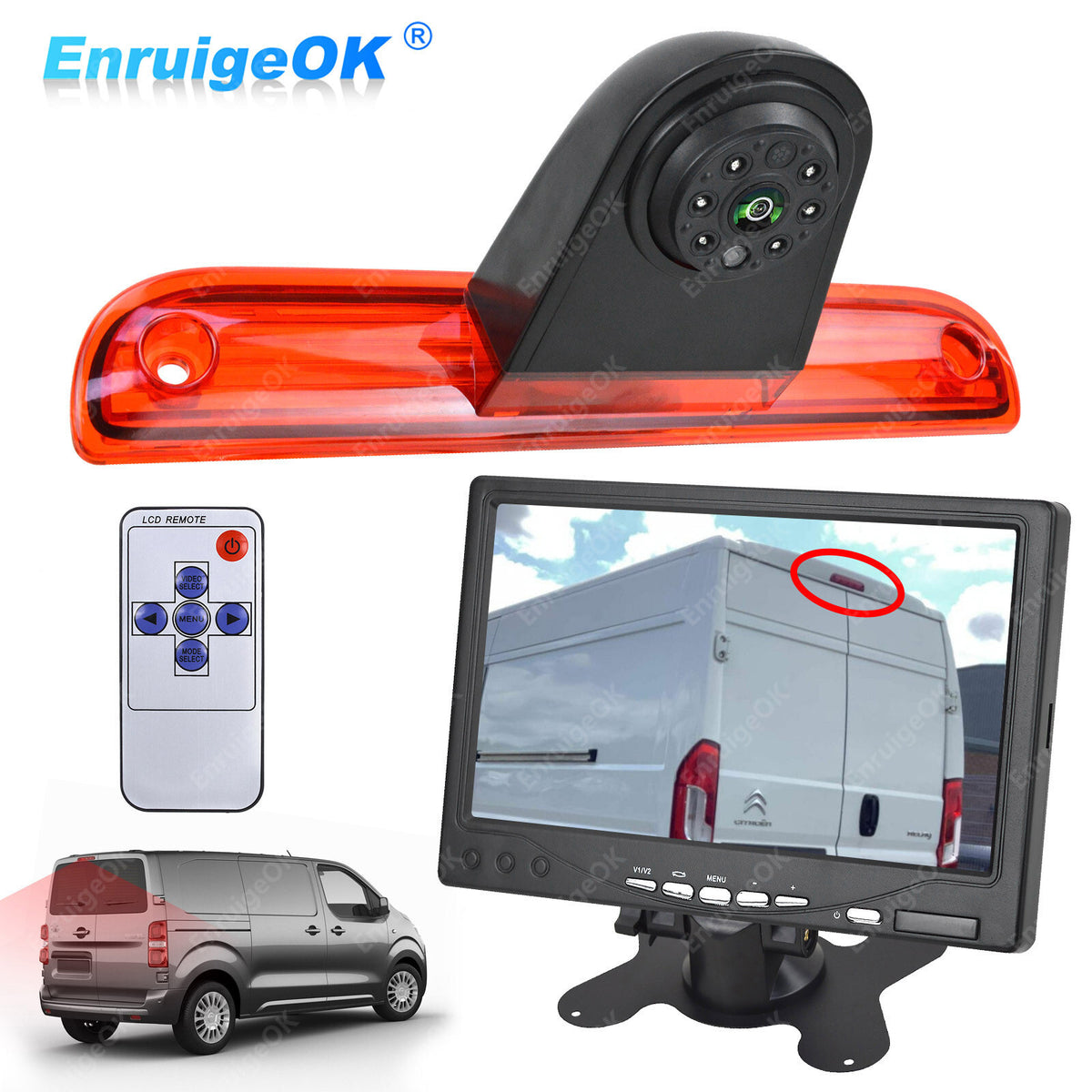For Fiat Ducato, Citroen Relay, Peugeot Boxer Brake Light Reversing Camera Kit0