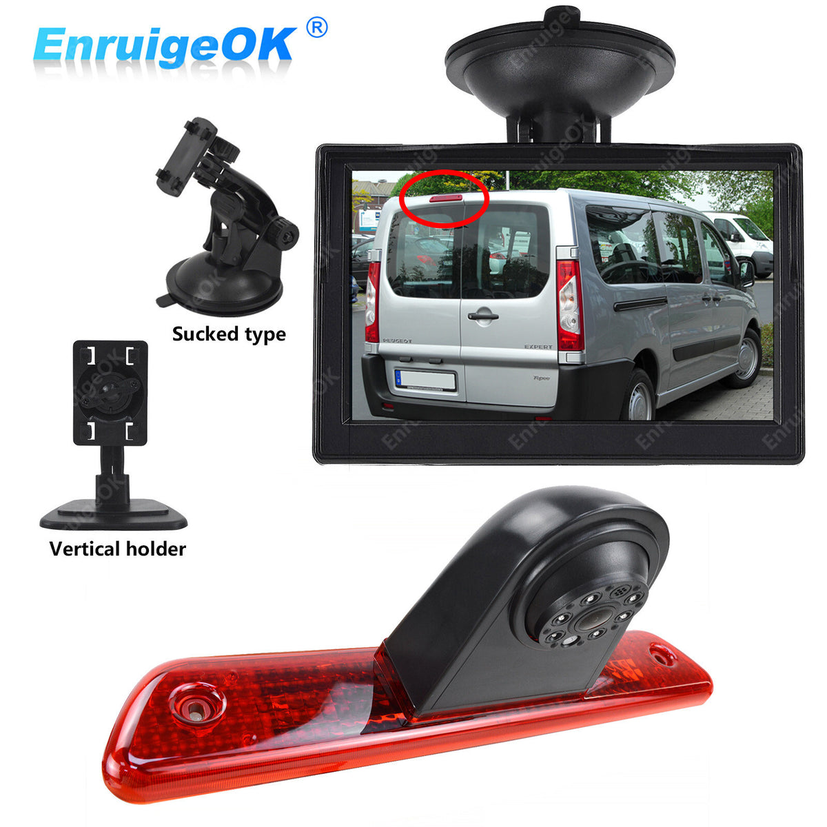 Peugeot Expert Van 2007-2016 Rear Brake Light Reversing Camera & 5" Monitor0