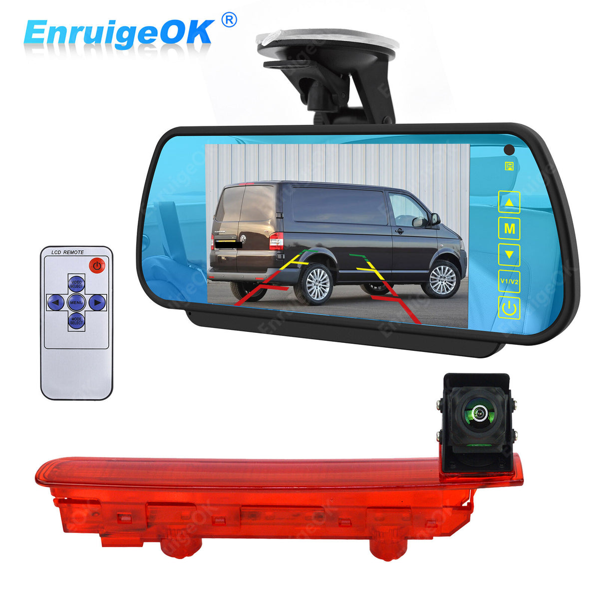 7" Monitor & Rear Brake Light Camera Kit for VW Transporter T5/T6 Barn Door0