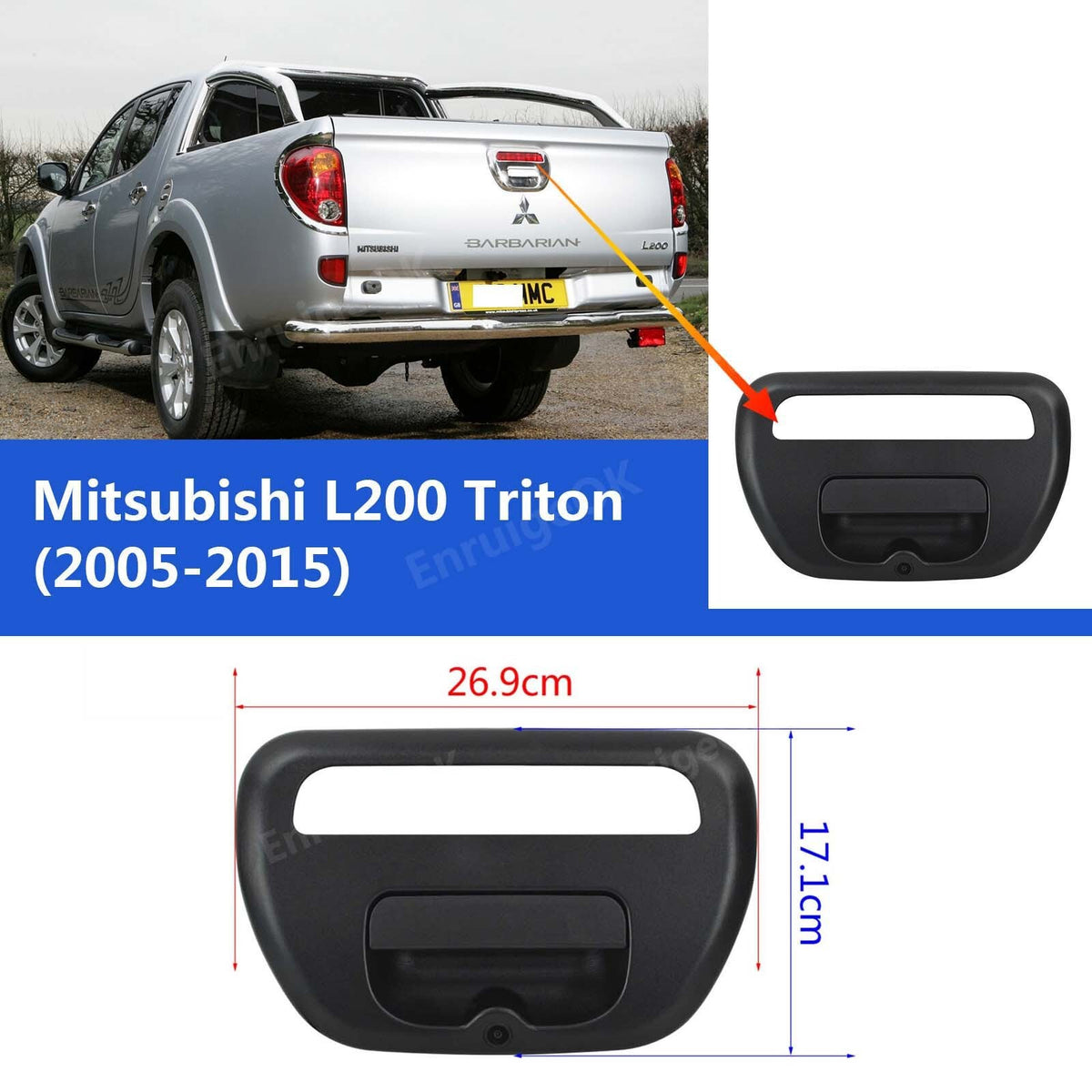 Tailgate Handle with Backup Camera Kit for Mitsubishi L200 Triton 2005-20152