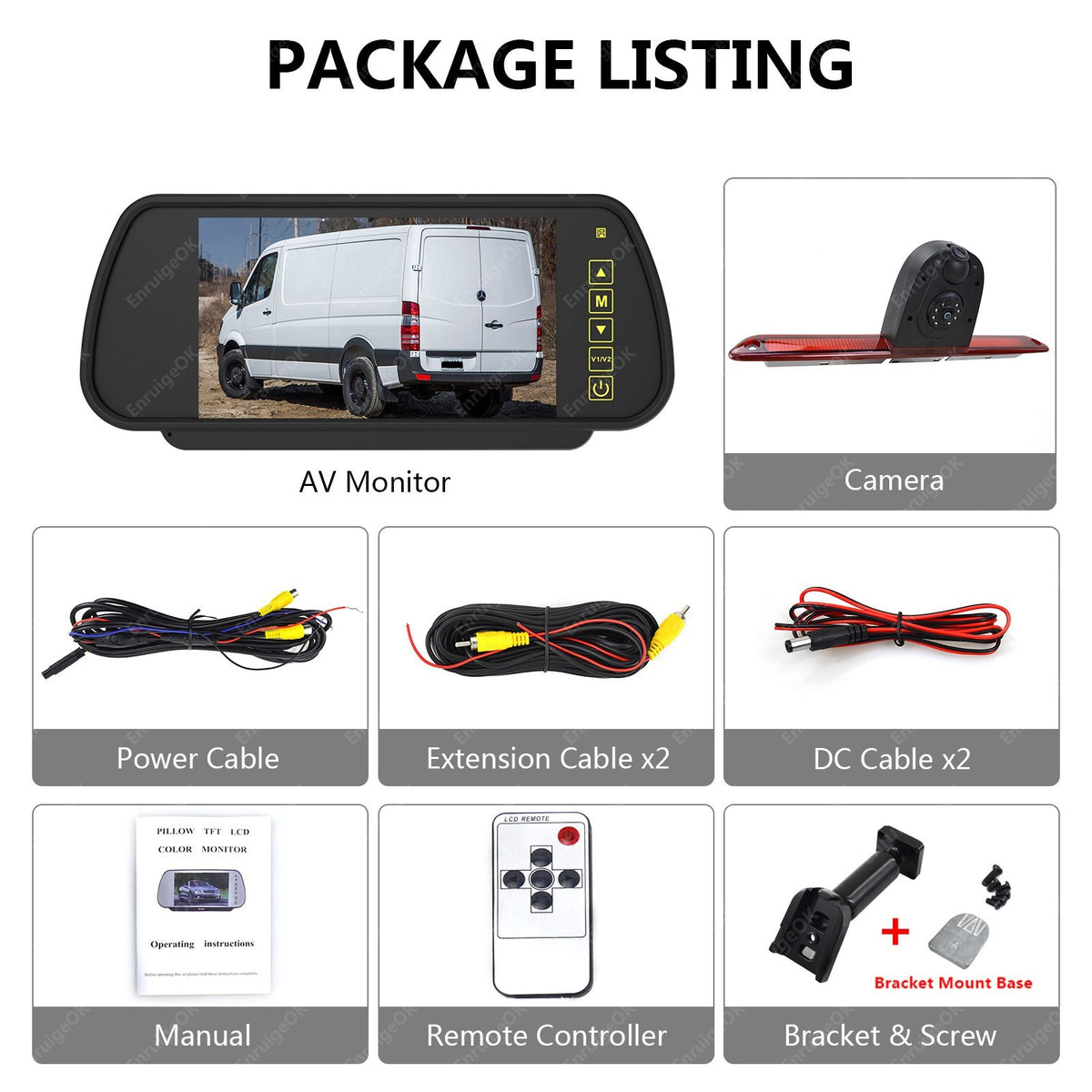 For Mercedes-Benz Sprinter Dual Lens Brake Light Reverse Camera + 7" Monitor Kit2