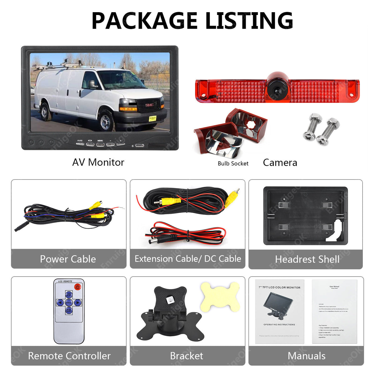 Car Rear View Brake Light Camera Kit For Chevy Express GMC Savana Van 2003-20167