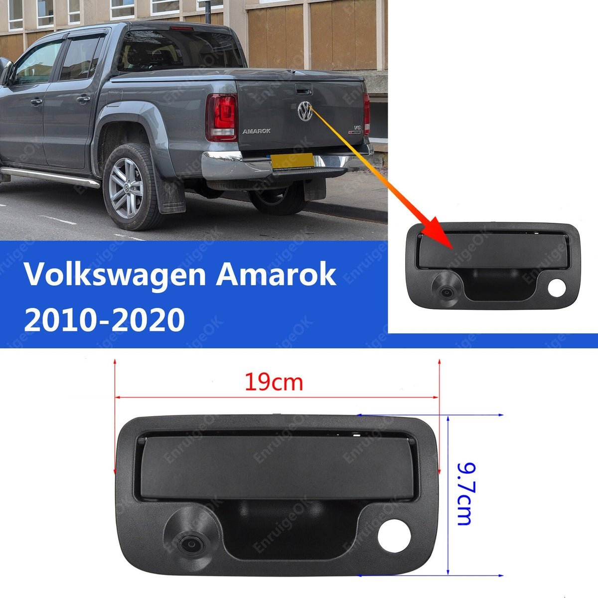For 2010-2020 VW Amarok Tailgate Handle with Rear View Backup Camera Kit2