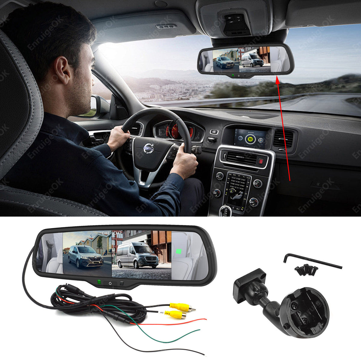 Dual Rear Brake Light Reversing Camera for VW Crafter Van + 6.86" Split Screen