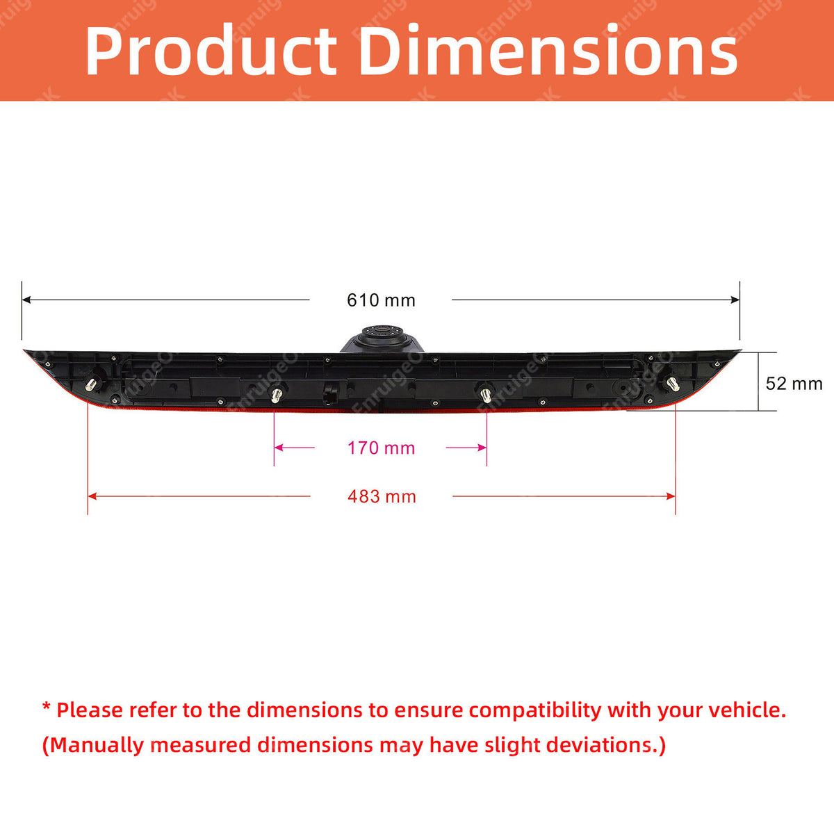 Rear Brake Light Reversing Camera for Maxus Deliver 9 e Deliver 9 2020-20244