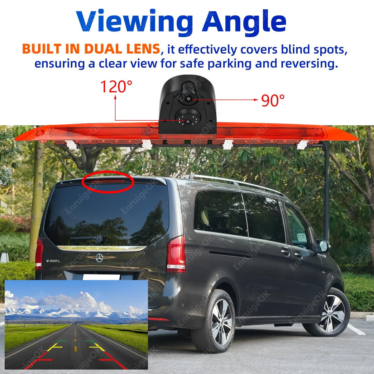 Dual Lens 3rd Brake Light Backup Camera Kit for Mercedes-Benz V-Class V260 V260L7
