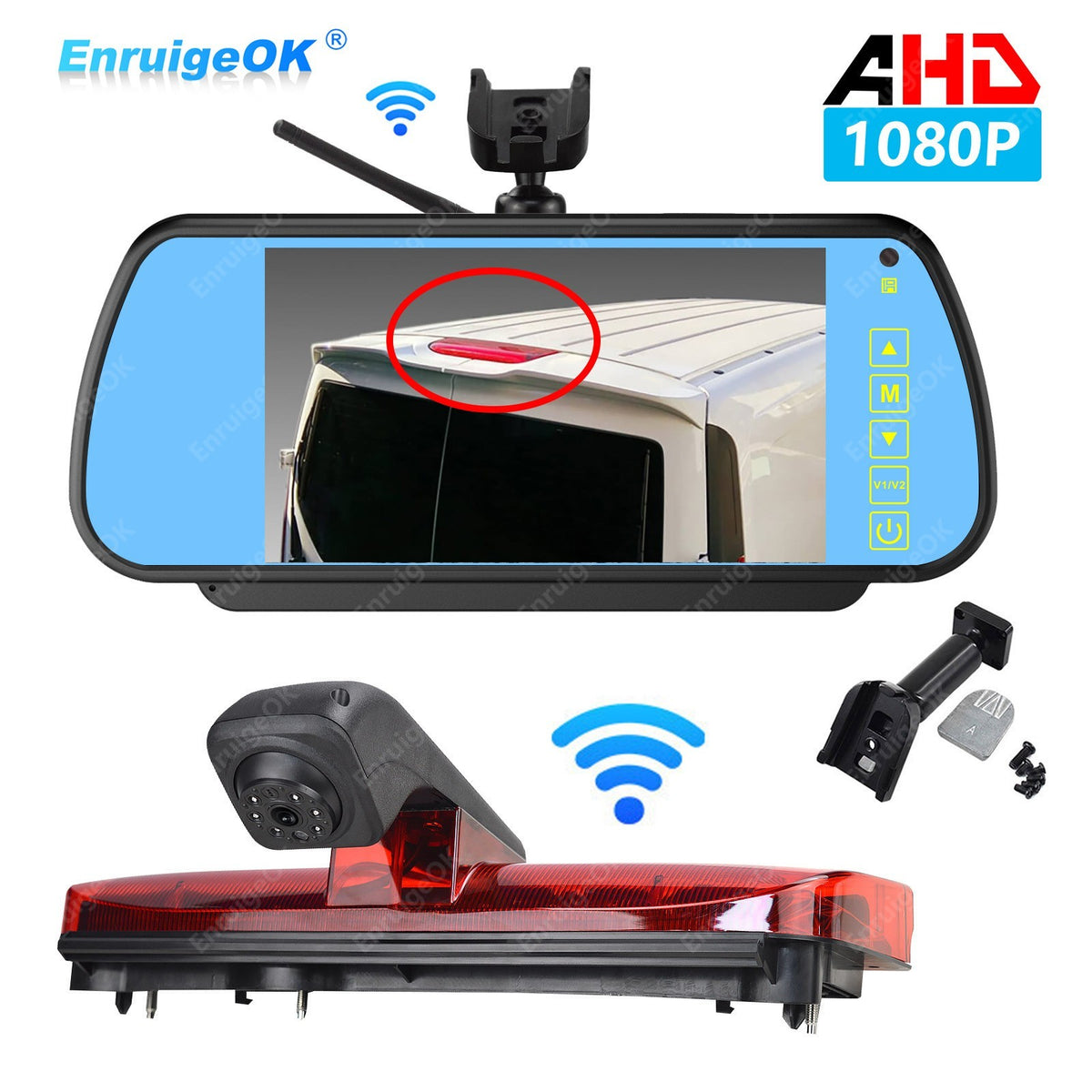 Wireless Brake Light Backup Camera for Ford Transit Connect & 7'' Mirror Monitor0