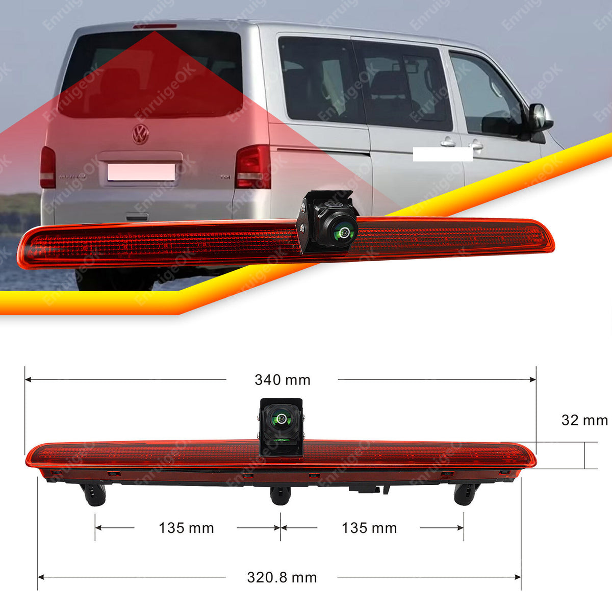 Rear Brake Light Camera Kit For VW Transporter T5 T5.1 Tailgate Single Door Only3