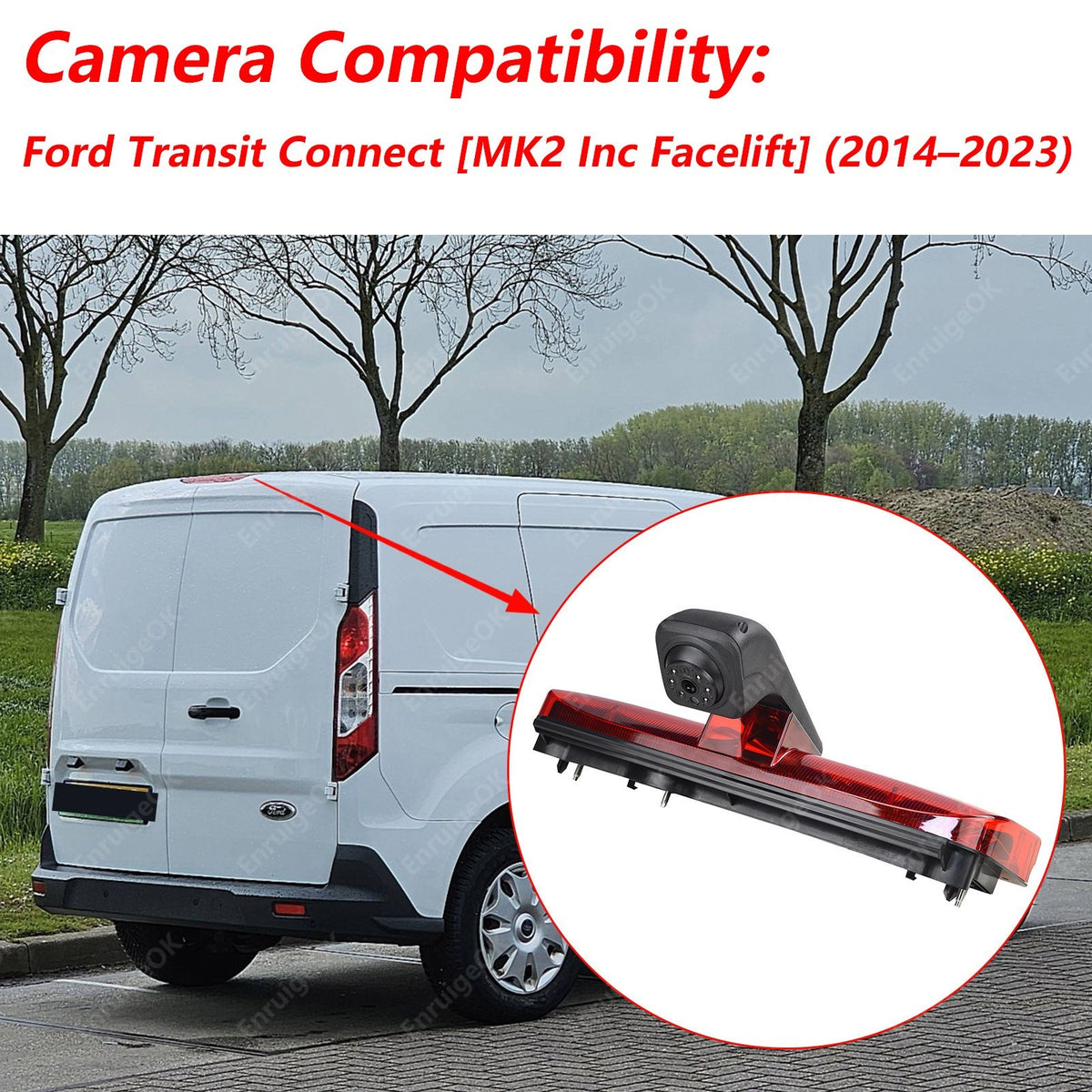 Brake Light Rear View Backup Camera for Ford Transit Connect &7'' Mirror Monitor2