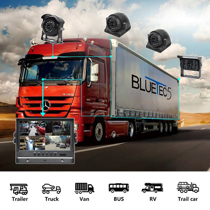 9'' DVR Quad Monitor with 4 AHD Cameras & BSD Blind Spot Radar for Truck/Bus14