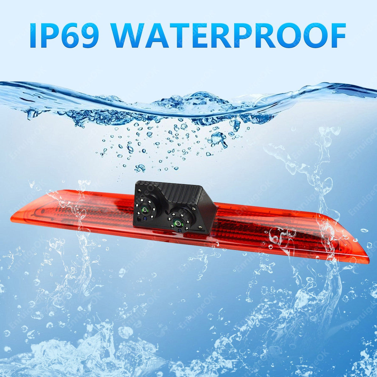 For Ford Transit 2014-On &Dual Split Monitor Rear Brake Light Reverse Camera New10