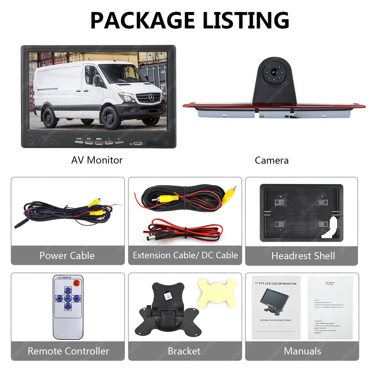 7" Monitor & Rear Brake Light Reversing Camera for Mercedes Sprinter/VW Crafter5