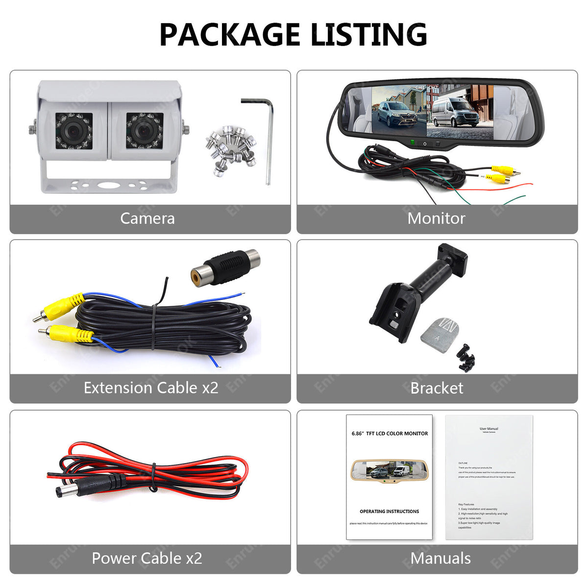 Dual Lens Reversing Camera & Split Screen Mirror Monitor Kit for Commercial Van22