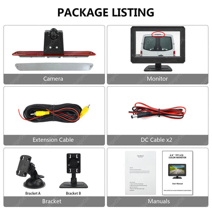 Reverse Camera For Mercedes Sprinter VW Crafter Brake Light Rear & 4.3" Monitor20