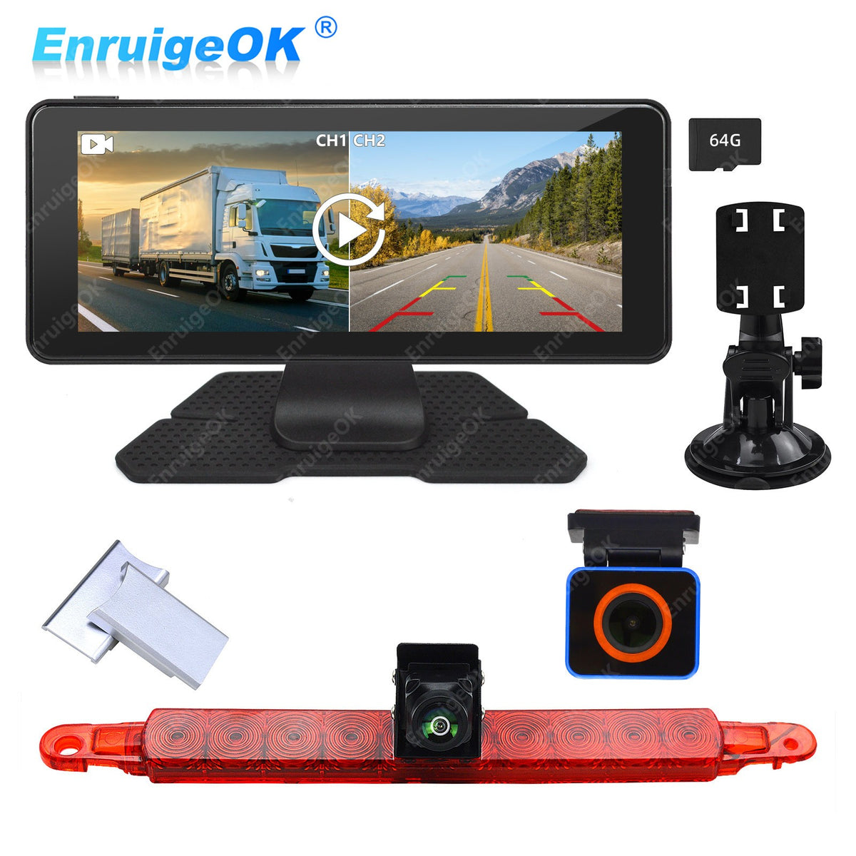 High Mount Brake Light Reversing Camera &6.86" Split-Screen DVR Monitor for Vans0