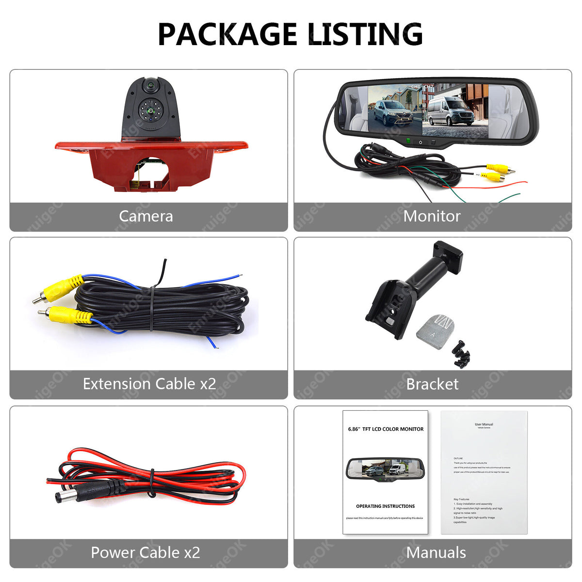Citroen Dispatch 2007-2016 Dual Brake Light Reverse Camera + 6.86'' Split Screen22