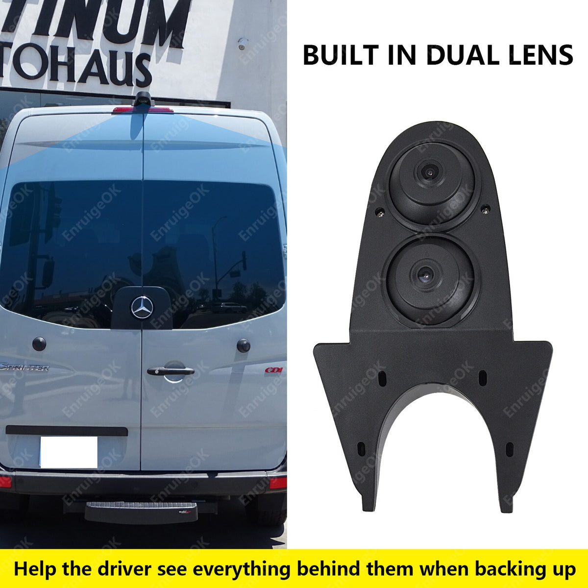 Dual Lens Rear View Reverse Camera Roof Mount For Mercedes-Benz Sprinter Van2