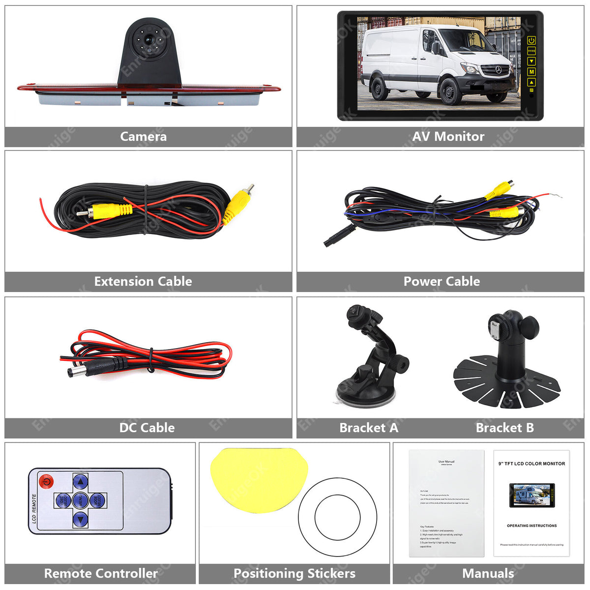 Rear Brake Light Reversing Camera For Mercedes Sprinter/VW Crafter & 9" Monitor4