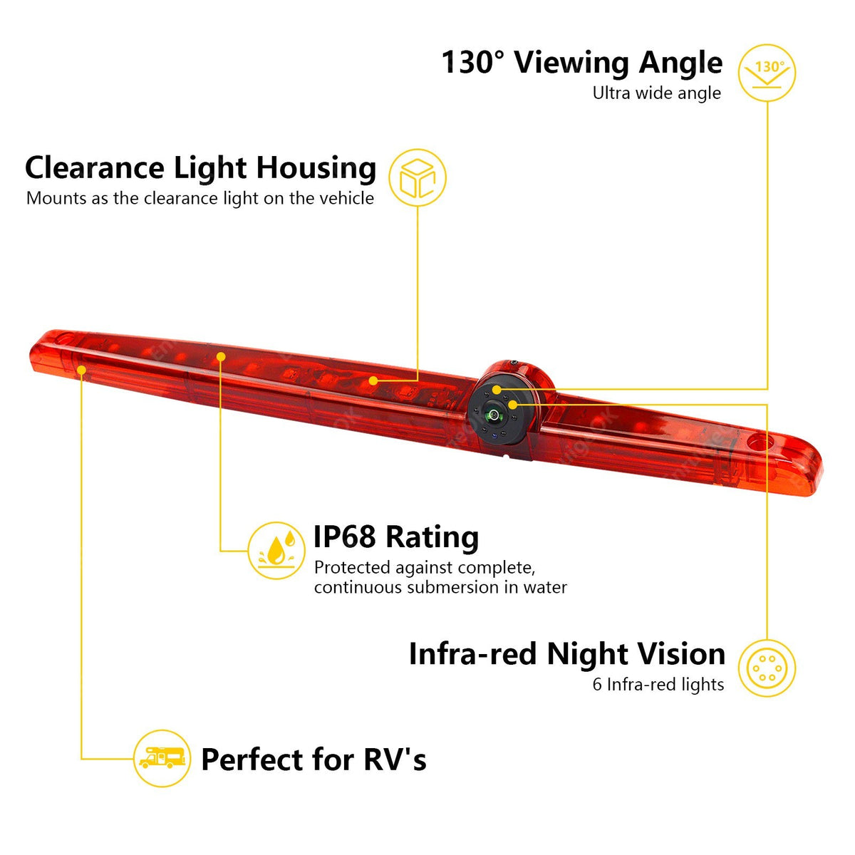 Universal High Level Rear Brake Light Reversing Camera for Motorhome Coachmen RV4