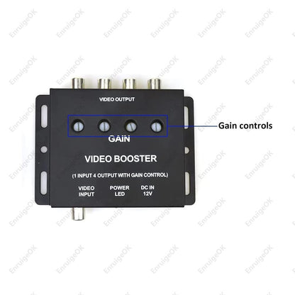 Video Splitter 1 To 4 Video Signal Booster Splitter Amplifier 1 Input 4 Outputs6