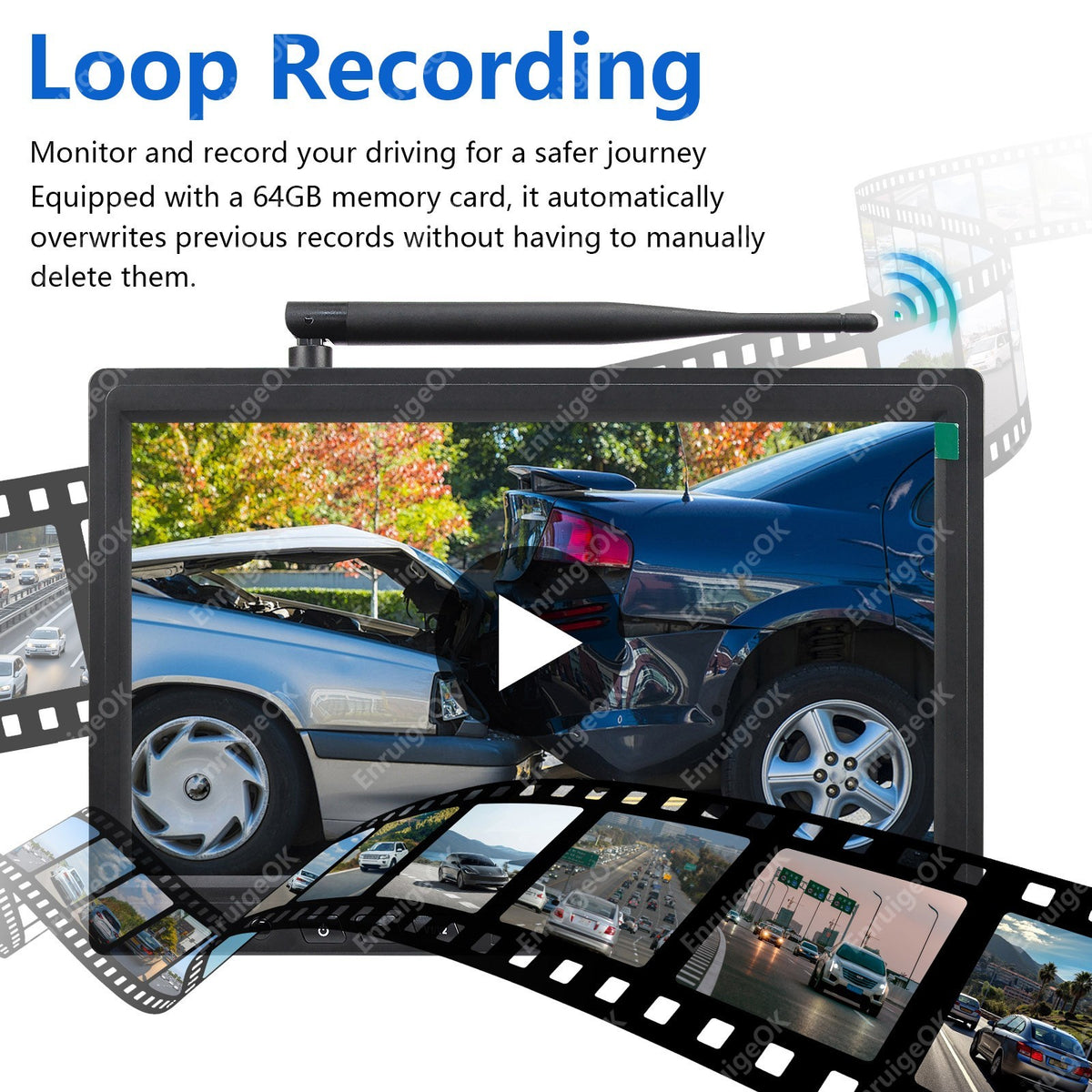 Wireless 10.1" DVR Monitor Split Screen 1080P Rear View Camera BSD For Truck/Bus5