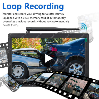 Wireless 10.1" DVR Monitor Split Screen 1080P Rear View Camera BSD For Truck/Bus5