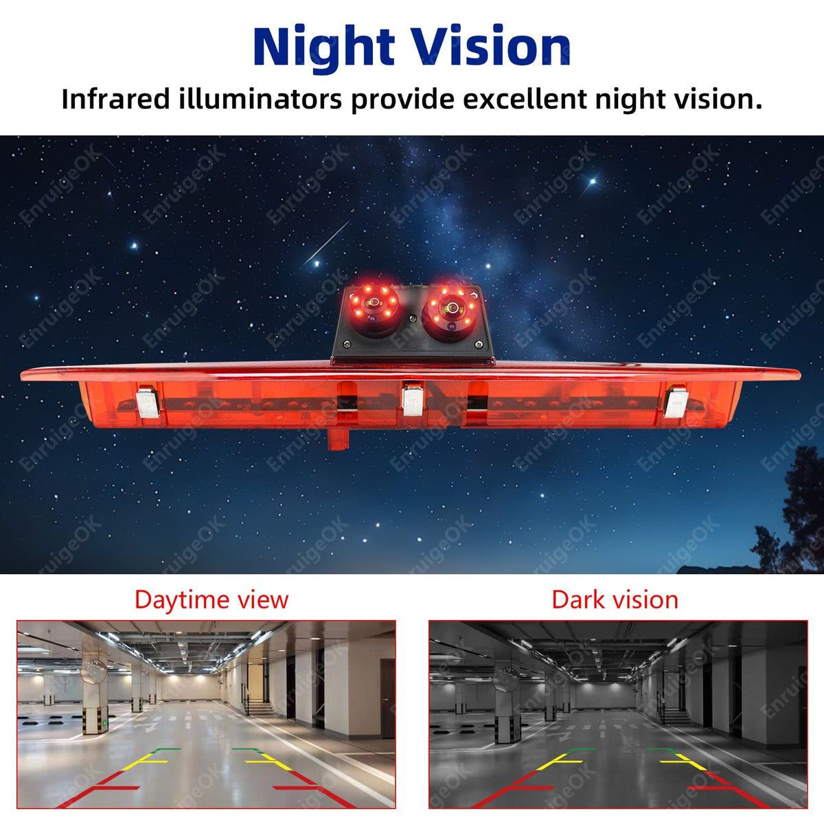New Dual Lens Brake Light Reversing Camera Night Vision For Ford Transit 350 MK88