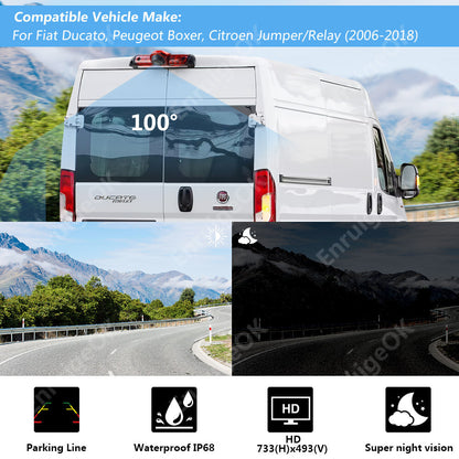 9" Monitor & Rear Brake Light Reversing Camera Kit For Fiat Ducato Citroen Relay1