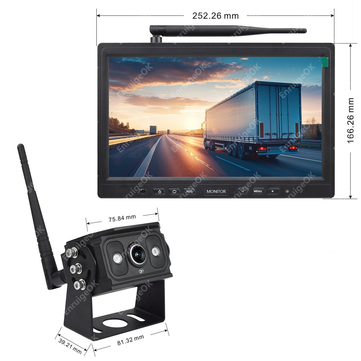 Wireless 10.1" DVR Monitor Split Screen 1080P Rear View Camera BSD For Truck/Bus11
