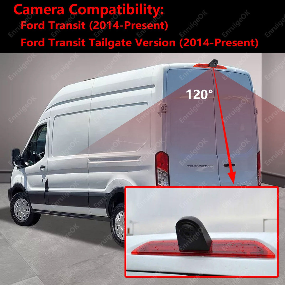 Ford Transit 350 MK8 Rear Brake Light Reversing Camera & 9" Mirror Monitor2