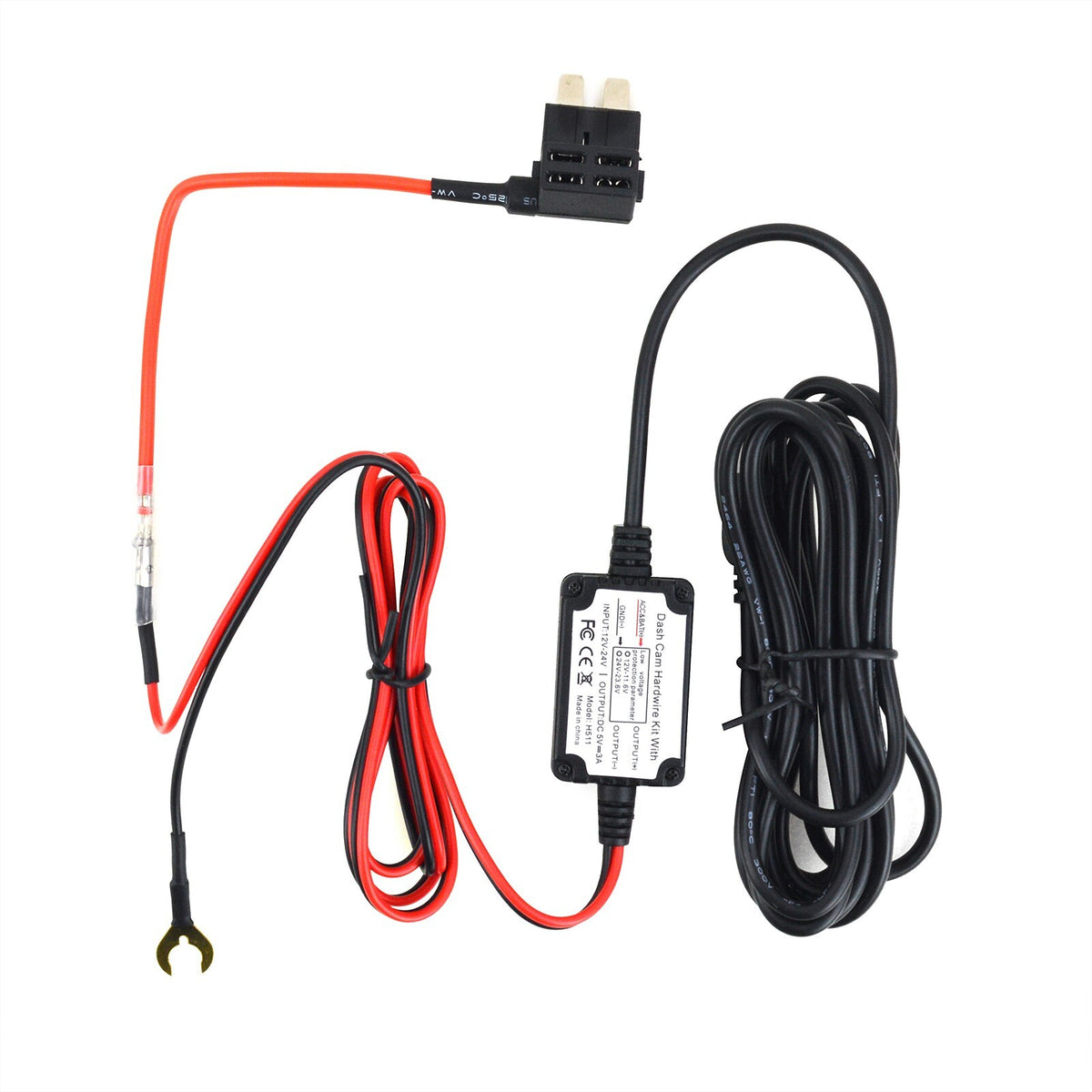 Universal Dash Cam Hardwire Kit 12V-24V to 5V  Mini USB Cable Fuse for Car DVR7