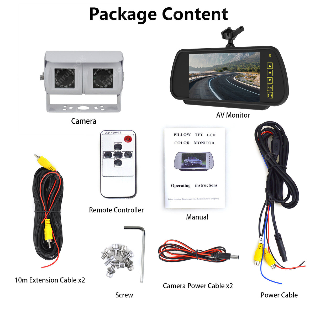 7" Monitor & Dual Rear View Reversing Camera for Motorhome RV Truck Bus Caravan9