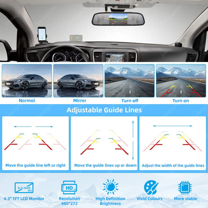 Wireless Brake Light Reverse Camera For Fiat Doblo Vauxhall Combo D+4.3" Monitor5