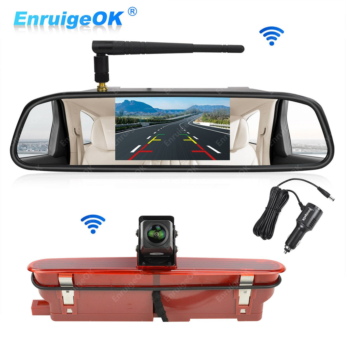 Wireless Brake Light Reverse Camera For Fiat Doblo Vauxhall Combo D+4.3" Monitor0