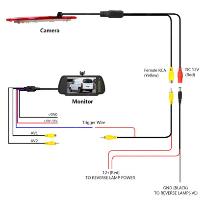 7'' Mirror Monitor & Brake Light Rear View Reverse Camera for Mercedes-Benz Vito6