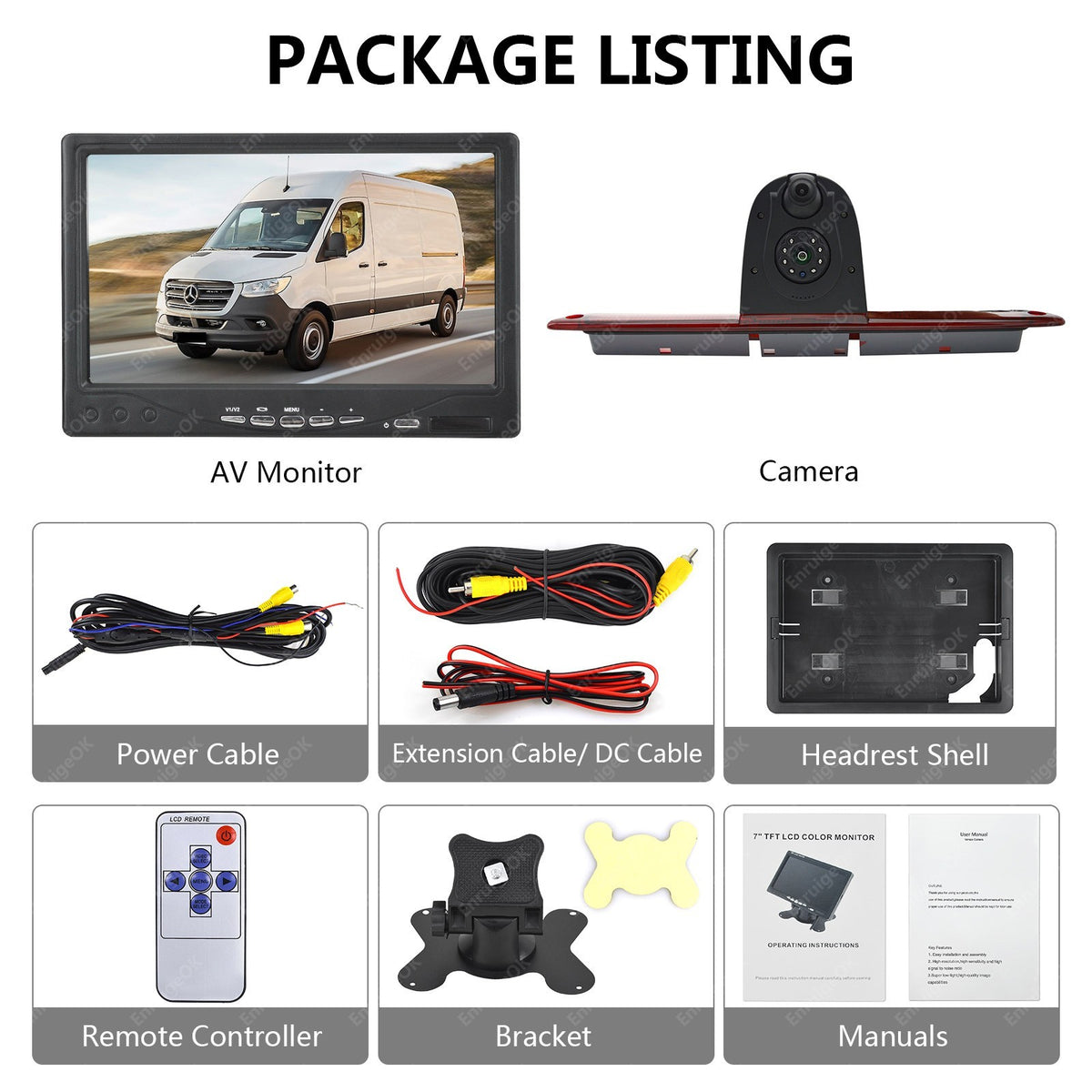 For Mercedes Sprinter VW Crafter Dual Lens Rear Brake Light Reversing Camera Kit22