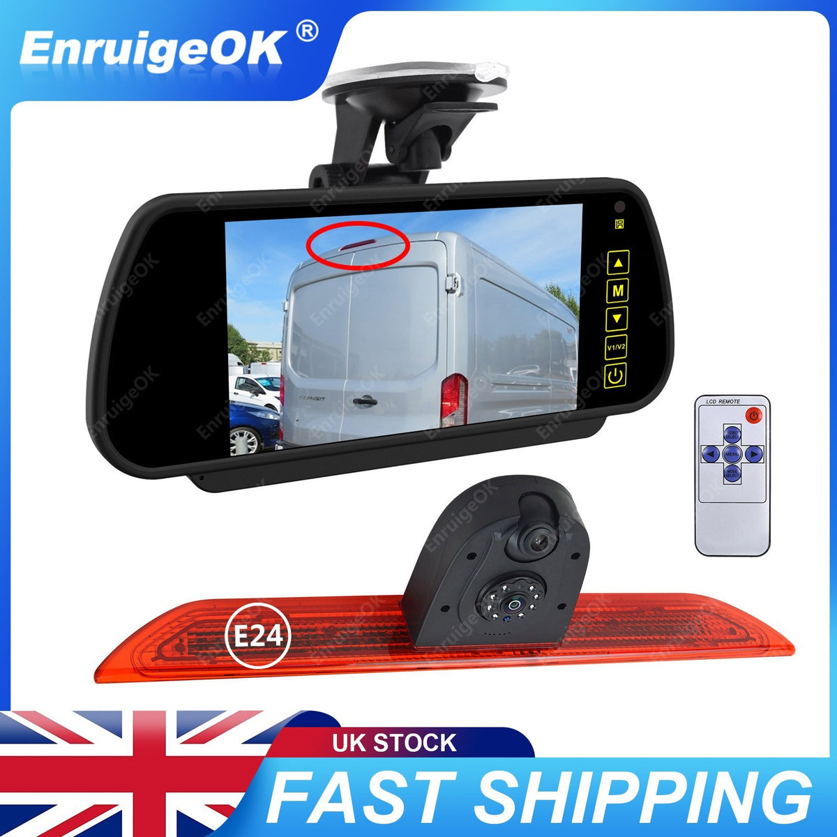 7" Monitor Dual Rear View Brake Light Reversing Camera for Ford Transit 350 MK80