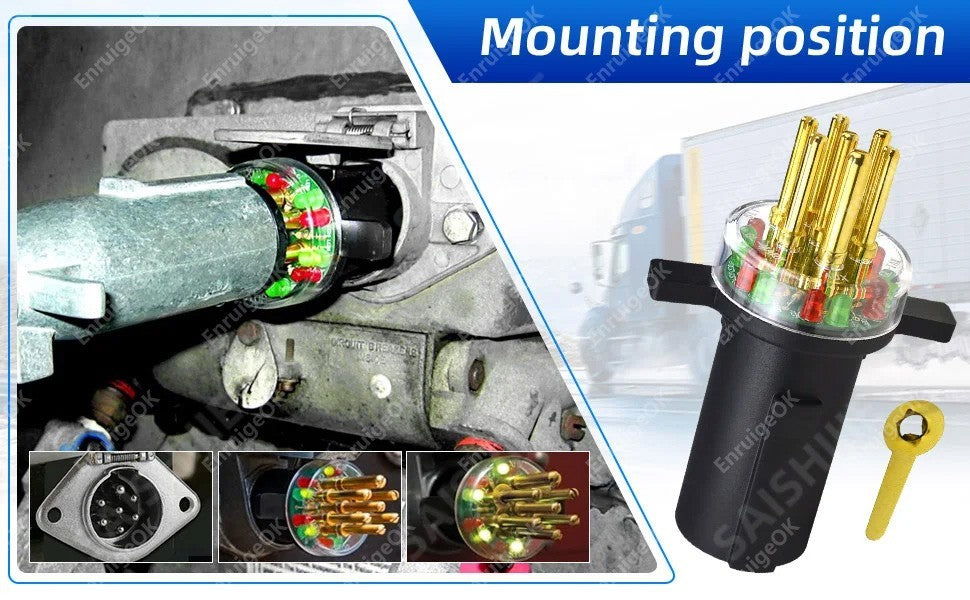 7-Way Round Pin Tractor Plug Tester Trailer Circuit Tractor Trailer #7865L7